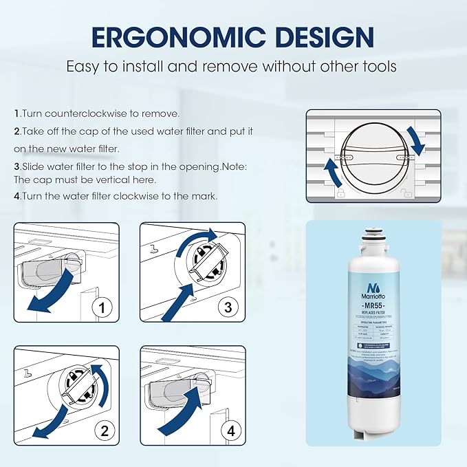 MARRIOTTO Replacement for Bosch Ultra Clarity Pro Water Filter, Compatible with BORPLFTR50, 12033030, 11032531, 11025825,12028325, BORPLFTR55, WFC100MF, WFS200MF (2 Pack)