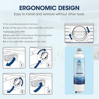 MARRIOTTO Replacement for Bosch Ultra Clarity Pro Water Filter, Compatible with BORPLFTR50, 12033030, 11032531, 11025825,12028325, BORPLFTR55, WFC100MF, WFS200MF (2 Pack)