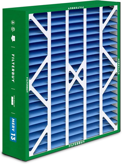 Filterbuy 20x25x6 Air Filter MERV 13 Optimal Smoke & Allergy Defense (1-Pack), Pleated HVAC AC Furnace Filters for AprilAire Space-Gard 201, 2200, 2250, & Lennox (Actual Size: 19.75 x 24.25 x 6.00)