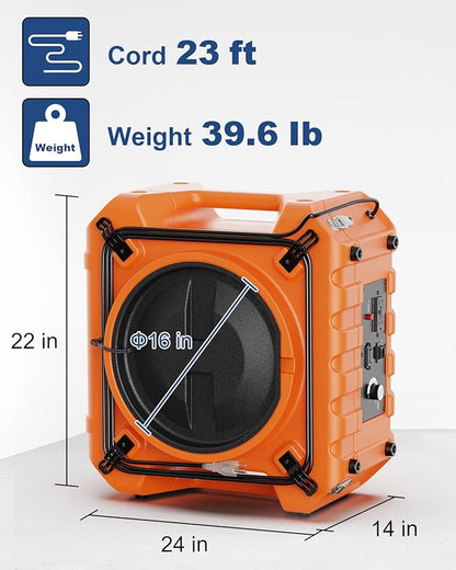 ALORAIR Air Scrubber | UV-C Light | Professional 3-Stage Filtration Negative Machine Air Purifier | HEPA Scrubber up to 750 CFM | Water Damage Restoration for Air Cleaner | PureAiro HEPA Pro 970
