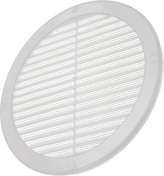 Vent Systems 8" Inch (Opening Dimensions) - Pack of 100 - White Soffit Vent Cover - Plastic Round Air Vent Grille - Built-in Mesh Screen - HVAC Register Louver for Bathroom, Home, Kitchen