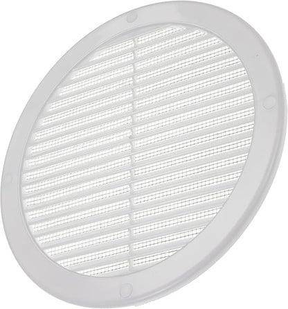 Vent Systems 8" Inch (Opening Dimensions) - Pack of 100 - White Soffit Vent Cover - Plastic Round Air Vent Grille - Built-in Mesh Screen - HVAC Register Louver for Bathroom, Home, Kitchen