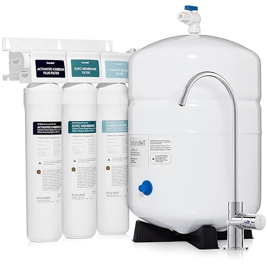 Brondell Capella Reverse Osmosis System, Under Sink, Black – 4 Stage RO Water Filtration, Designer Chrome Faucet with LED Filter Change Reminder – Quick Change Filters, WQA Certified