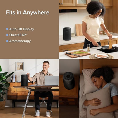 LEVOIT Air Purifiers for Bedroom Home, AHAM VERIFIDE, 3-in-1 Filter with Fragrance Sponge for Better Sleep, Filters Smoke, Allergies, Pet Dander, Odor, Dust, Office, Portable, Core Mini-P, Black