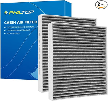 PHILTOP Cabin Air Filter w/Activated Carbon, Compatible with CF12157 Toyota RAV4, Camry, Corolla, Highlander, Sienna, Prius, Venza, C-HR, Corolla Cross, Avalon, Prius Prime, RAV4 Prime, Pack of 2