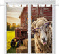 Farm Sheep Bathroom Curtains 63 Inch Length, Window Curtains Tab Top, Farmhouse Barn Funny Animals Butterfly Light Filtering Window Treatments Drapes 52"x63" 2 Panel