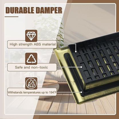 Floor Register Heavy Duty Walkable Steel Vent Register Brushed Gold Color 4X10 Inch Air Vent for Home Easy Adjust Air Supply Lever Floor Vent
