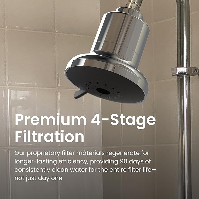 AquaTru Shower - High Pressure Shower Filter Removes Impurities from Hard Water to Support Healthy Skin, Scalp, Hair, Reduce Breakage, and Enhance Your Beauty and Self-Care Routine (Polished Chrome)