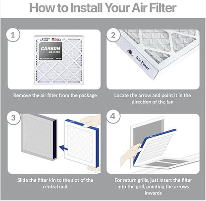 Filter King 17.25x26x1 Air Filter | 4-PACK | Carbon MERV 8 HVAC Pleated A/C Furnace Filters | MADE IN USA | Actual Size: 17.25 x 26 x .75"
