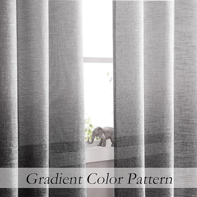 Ombre Light Filtering Door Curtain 100" Extra Wide Gradient Print on Rayon Blend Fabric Window Treatment for Sliding Patio Door with 14 Grommets, Cream White to Light Gray, 100" x 84", 1 Panel