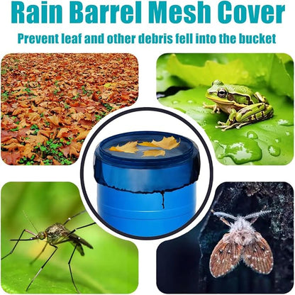4 Pcs Rain Barrel Mesh Cover, 31.5 inch Water Collection Bucket Net with Adjustable Drawstring, Filter Screen for Outdoor Garden Rain Barrel Accessories, Prevent Fallen Leaves From Entering The Bucket