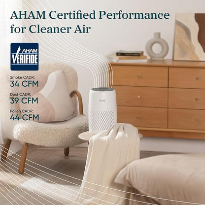 LEVOIT Air Purifiers for Bedroom Home Dorm, AHAM Verified, 3-in-1 Filter Cleaner With Aroma Pad, Filters Smoke, Allergens, Pet Dander, Odor, Dust, Office, Desktop, Core Mini-P, White