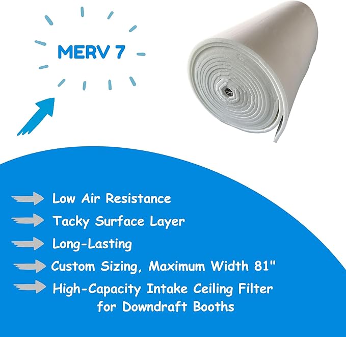 Spray Booth Ceiling Filter, High-Capacity Intake Air Filter for Downdraft Booths (4/case, 26" x 144")