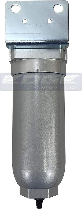 HEAVY DUTY INDUSTRIAL RATED HIGH FLOW PARTICULATE FILTER, IN-LINE WATER TRAP FOR COMPRESSED AIR LINE SYSTEMS, 5 MICRON WITH METAL BOWL AND AUTO DRAIN (1/2" NPT, 11oz)