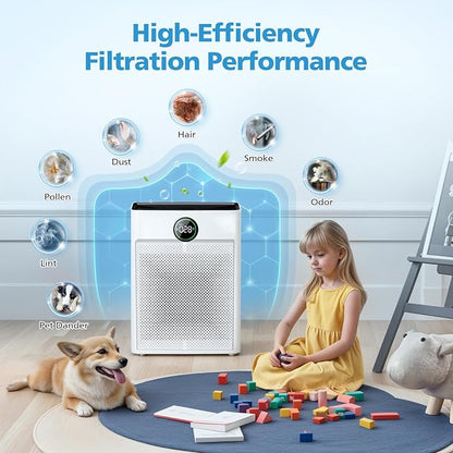 3 Pack PR1 Replacement Filter for Mooka Mode PR1 Air Purifier, HEPA & Activated Carbon Filter for Home Large Room up to 2200sq.ft, includes 6Pcs Washable Pre Filters Remove Pollen Dander Smoke Dust
