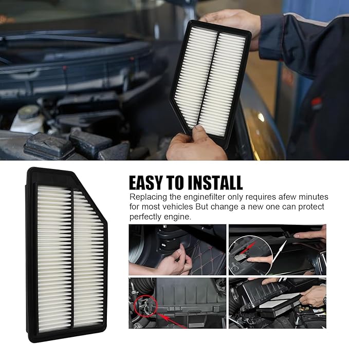 Cabin & Engine Air Filter kit for Honda Odyssey 3.5L (2011 2012 2013 2014 2015 2016 2017) Replaces 17220-RV0-A00, 80292-SDA-A01