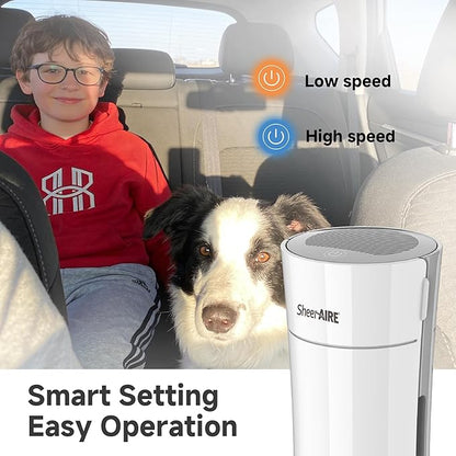 Home & Car HEPA Air Purifier USB-C Charging, Ultra-Quiet 22dB, Compact Design, Night Light, 360° Outlet, Suitable for Car Interiors, Desks, Dorms & Pet Crates