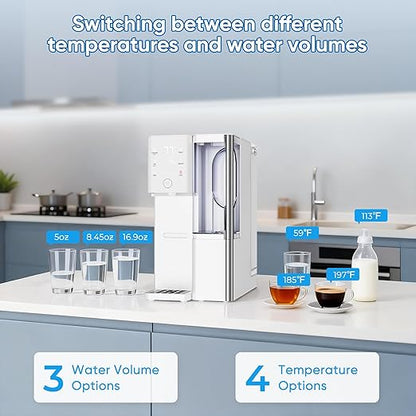 Water Filter Countertop Reverse Osmosis System 5-in-1 Countertop Water Filtration, 4:1 Pure to Drain, No Installation Required Portable Water Purifier