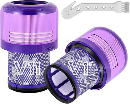 Dyson V11 Filter, 2-Pack Premium True HEPA Replacement Filters for Dyson V11, V11 Animal, Dyson-V15, V15 Filter, V11 Completed/Absolute, V15 Absolute/Submarine with Trigger Clamp, Part no. 970013-02