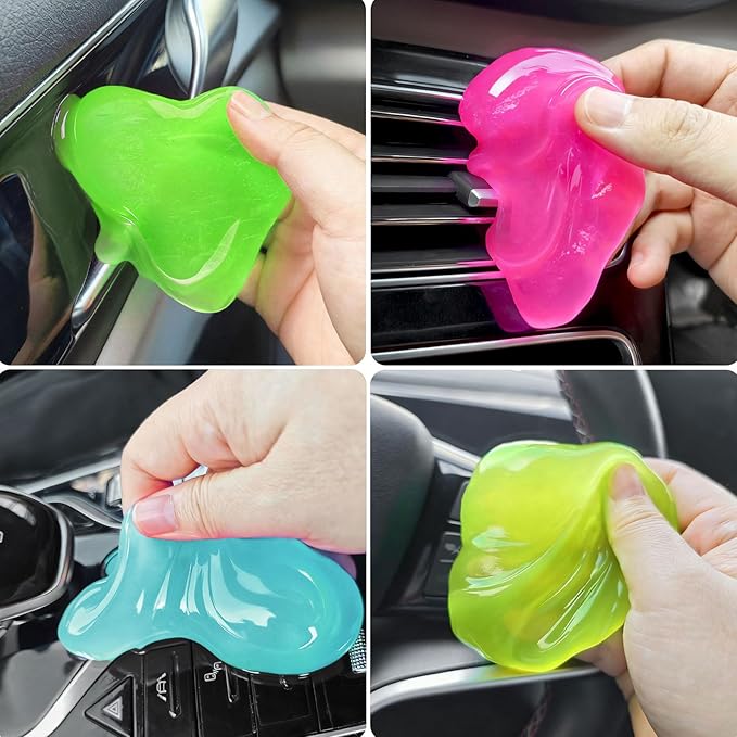 Car Cleaner Gels 4 Pack, Universal Dust Cleaner Putty Cleaner Slime, Cleaning Gel for Interior Detailing PC Keyboard, Auto Detailing Tools Car Cleaning Supplies Gift for Men Women, 320g