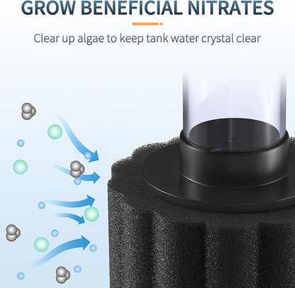 Pawfly Aquarium Nano Bio Sponge Filter Quiet Betta Fry Shrimp Foam Filter Kit with Airline Tubing for Small Fish Tank up to 3 Gallon, 3 Pack