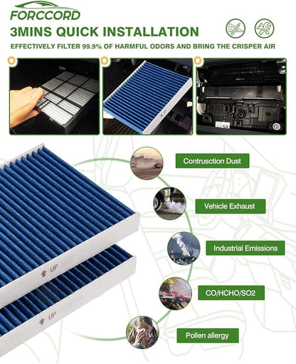 2-Pack Cabin Air Filter Fits for 2012-15 CAPTIVA SPORT, 2010-17 EQUINOX/TERRAIN, 2012-17 Azera, 2012-18 Santa Fe more+ Activated Carbon Cabin Filter Replacement CF11819 CP819 Car Accessories