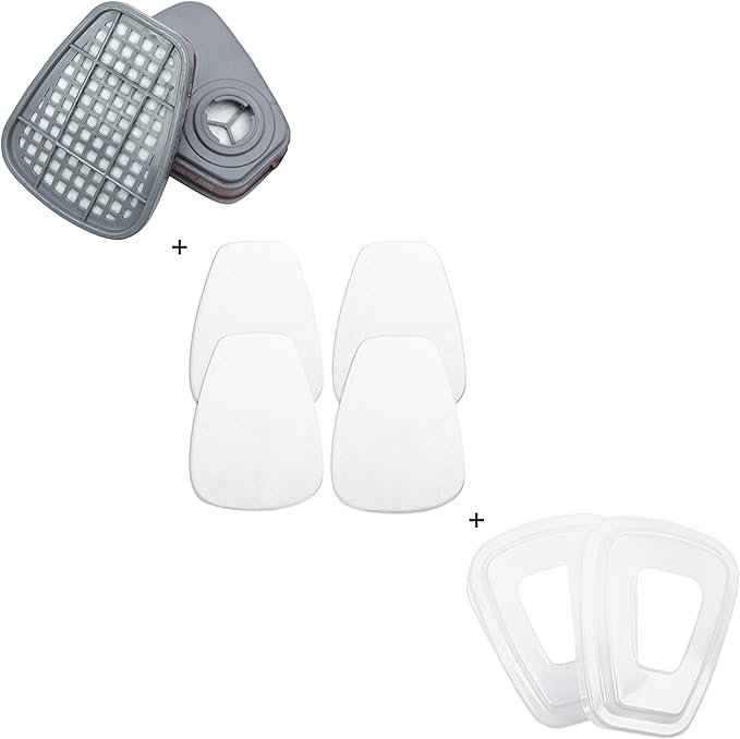 Replacement Carbon Filters for Respirator Masks, Pair, Protective Air Filtration Cotton Layering with Canisters for Painting, Carpentry, Outdoor Landscaping, and DIY Projects. 8 Pieces