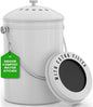 Utopia Kitchen Compost Bin for Kitchen Countertop, 1 Gallon Compost Bucket for Kitchen with Lid, Includes 1 Spare Charcoal Filter (White)