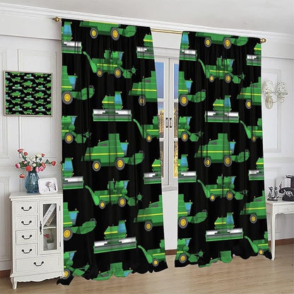 Kids Agriculture Machine Window Curtains, Farm Equipment Tractors Transport Combines Rod Pocket Decorative Windows Curtain for Boys Children Teens Room Decor 42x54in (30% Blackout)