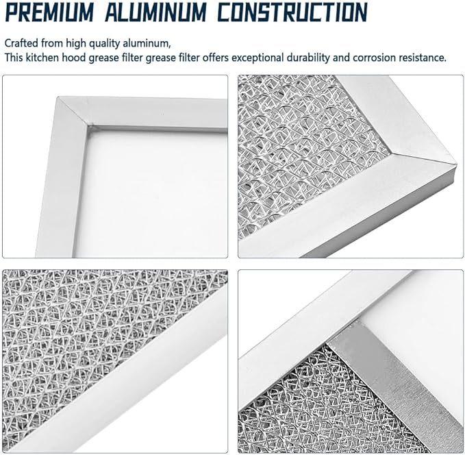 Range Hood Aluminum Grease Filter with Light Lens – 2 Pack, 11 x 12 x 3/8 Inches, Compatible with Air-O Hoods 1200 & Other Brands, Replacement Filters for Kitchen Exhaust Ventilation