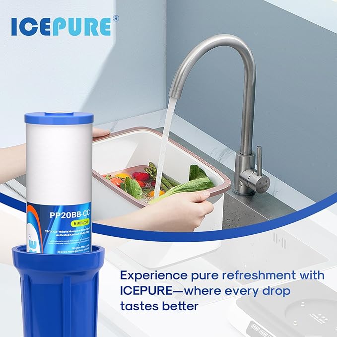 ICEPURE 5 Micron 20" x 4.5" Whole House Sediment Water Filter Cartridge Replacement for AP810-2, SP-DD-5005-20BB, DGD-5005-20, FPMB5-20, P5-20BB, FP25B, SDG-45-2005, CMMF0520-45W1, 4PACK
