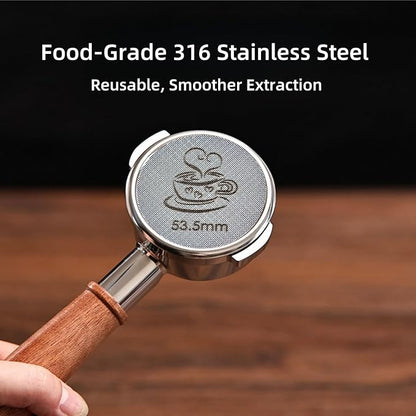 Espresso Puck Screen for 54mm Portafilter Basket, 1.7mm Thickness Made with 316 Stainless Steel, Coffee Machine Reusable Filter for Barista Accessories (54mm）