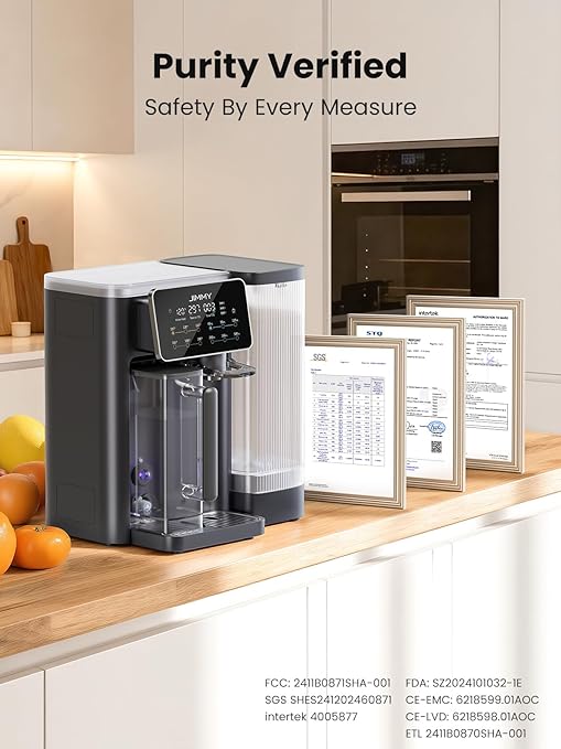 JIMMY R9 Reverse Osmosis System Countertop Water Filter - 7 Stage Purification with Remineralization & UV, Portable Water Purifier Countertop,3s Instant Heat(7 Temps),3:1 Pure to Drain,No Installation