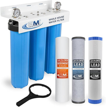 Applied Membranes Inc. 3-Stage Whole-House Water Filter System, (#)-Inch Lead Filter Cartridges