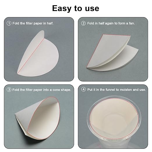 stonylab Quantitative Filter Paper, 100 Pack Slow Flow Rate Cellulose Filter Paper Circles with 10 Micron Particle Retention, 46 mm Diameter
