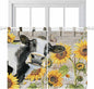 Yellow Sunflowers Bedroom Curtains 63 Inch Length, Window Curtains Tab Top, Farmhouse Cow Barn Doors Floral Butterfly Light Filtering Window Treatments Drapes 42"x63" 2 Panel