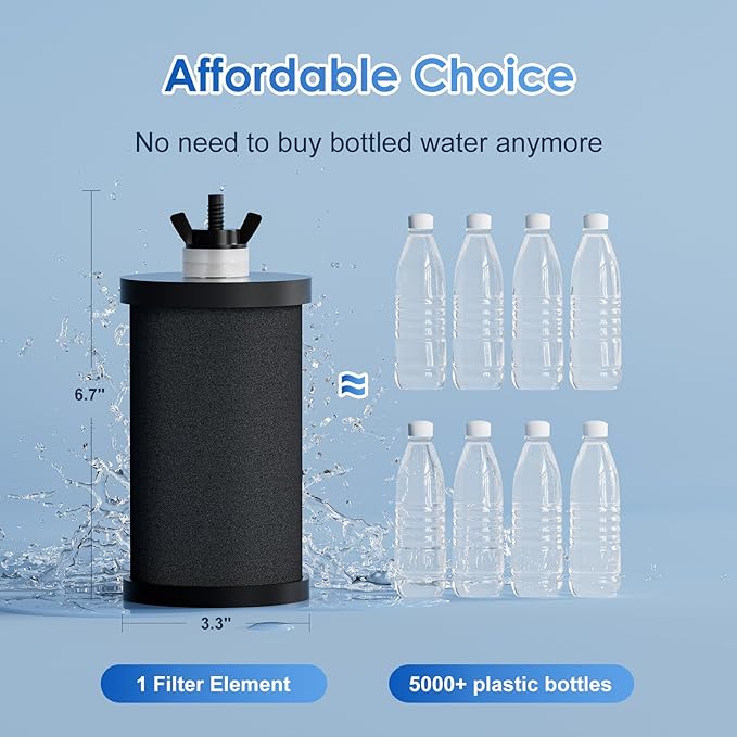 Thickened Black Purification Elements, Replacement for Berkey® BB9-2® & Gravity Water Filter System, High Adsorption Carbon Filters Compatible with ProOne® and Purewell Systems (2 Pack)