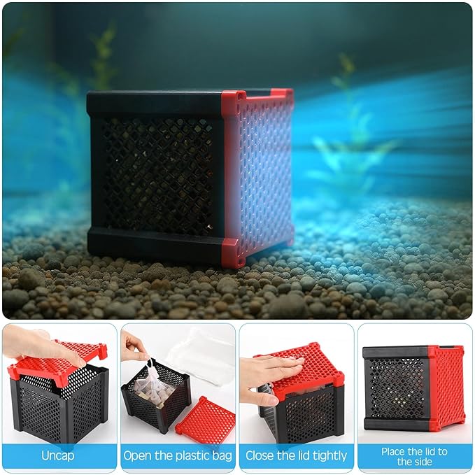 Hortsun 2 Pcs Pure Cube Water Trough Filter with 2 Packs of Filter Materials Aquarium Water Trough Purifier Cubic Purification Material Storage Box for Fish Tanks Horse Troughs Ponds Tanks