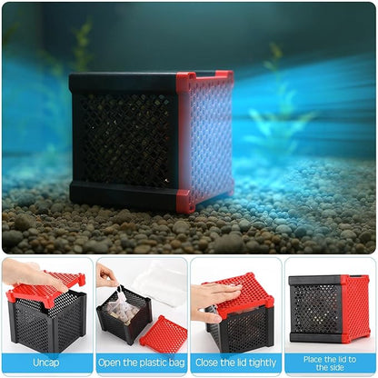 Hortsun 2 Pcs Pure Cube Water Trough Filter with 2 Packs of Filter Materials Aquarium Water Trough Purifier Cubic Purification Material Storage Box for Fish Tanks Horse Troughs Ponds Tanks