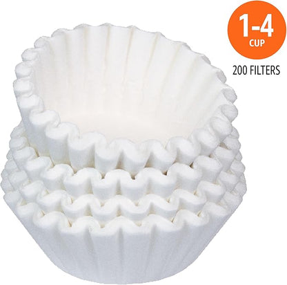 Amazon Basics Basket Coffee Filters for 1-4 Cup Coffee Makers, White, 200 Count