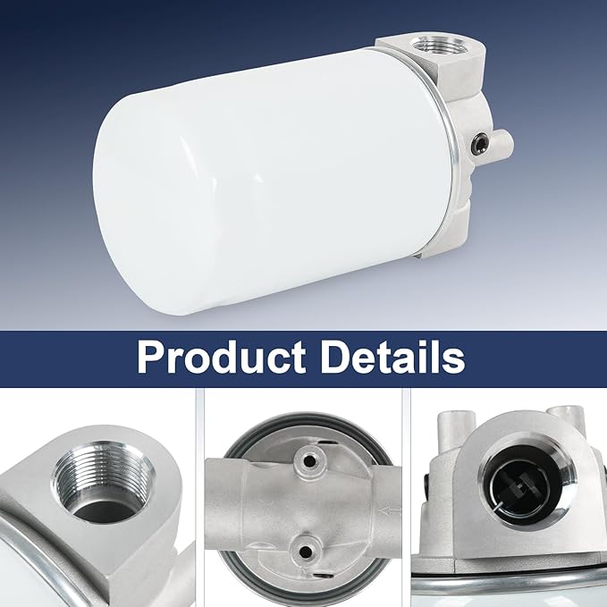 10 Micron Hydraulic Oil Filter Assembly, Spin-On Design, Return Line Filter with Indicator Port, 20 GPM Flow Rate, 200 PSI, 3/4" NPTF Port, Replace# 221006