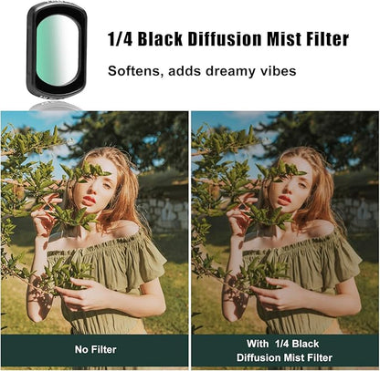 GREEN.L Magnetic Black Mist Filter for DJI Osmo Pocket 3, 1/4 Strength Cinematic Pro-Mist Effect, Ultra-Thin, Multi-Coated, HD Optical Glass