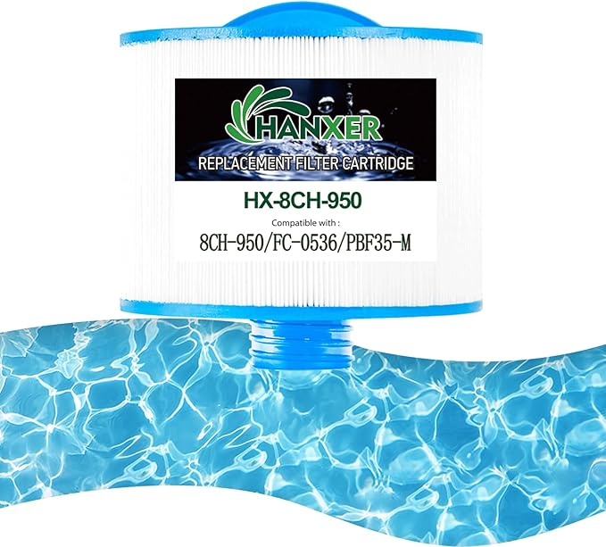 HANXER® 8CH-950 Spa Filter Cartridge Replaces for PBF35, PBF50-F2S, Filbur FC-0536, Excel Filters XLS-834, Aladdin 15052, AK-90311, 10-2785, 80503 Hot Tub Filter, 50 sq.ft, 1 Pack