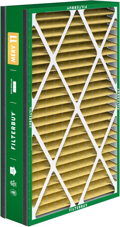 Filterbuy 16x25x5 Air Filter MERV 11 Superior Pet & Allergy Defense (3-Pack), Electrostatic Pleated HVAC AC Furnace Filters for Trion Air Bear 255649-105 and More (Actual Size: 15.63 x 24.13 x 4.88)