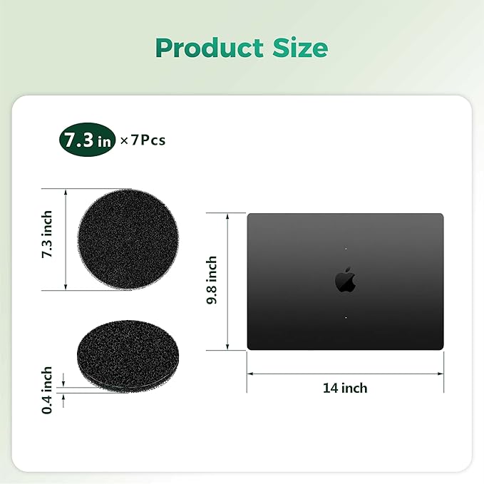 Polyurethane Activated Charcoal Filters -7 Pack 7.3 Inch Round Strong Odor Control Replacements for Kitchen and Countertop Compost Buckets/Bins