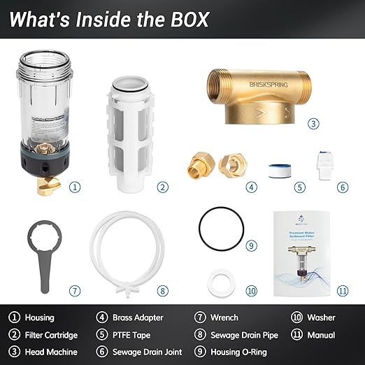 Spin Down Sediment Filters with Scraper, Well Water Filter System for House, Reusable Whole House Water Filter for Well Water, 300 Micron, 1" MNPT + 3/4" FNPT + 3/4" MNPT, BPA Free