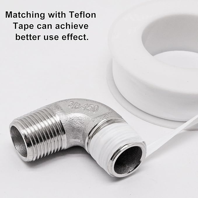 3/8" x 3/8" NPT 90 Degree Elbow 304 Stainless Steel Pipe Fittings Male Threaded Coupler, 2 Pack