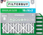 Filterbuy 16x16x2 Air Filter MERV 8 Essential Dust & Allergy Defense (6-Pack), Electrostatic Pleated HVAC AC Furnace Filters Replacement, Made in USA (Actual Size: 15.50 x 15.50 x 1.75)