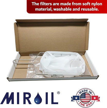 MirOil B6PS EZ Flow Deep Fryer Oil Filter Bag w/Frame – Reusable Grease Fryer Strainer to Extend Oil Life & Maintain Food Quality – Handles Kitchen Hot or Cold Liquid – Deep Fryer Filter for Cooking
