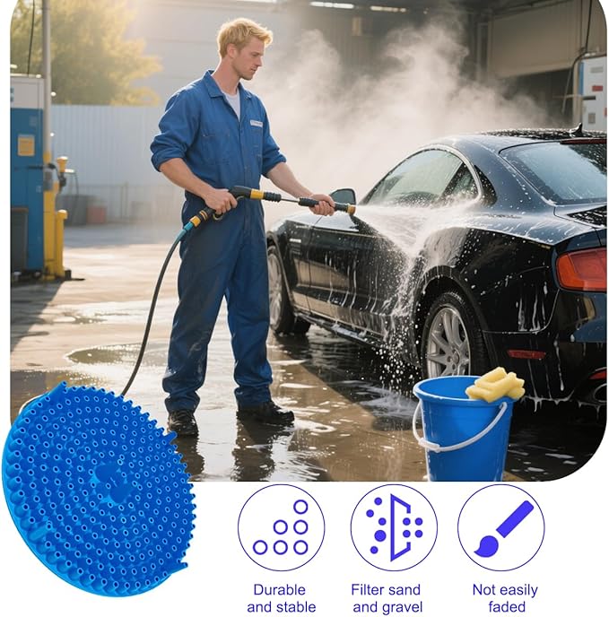 2PCS Car Wash Bucket Grit Trap Insert, 10.2" Vehicle Detailing Washing Filters for Dirt & Debris Trapping, Auto Collecting Sediment Cleaning Tool, Universal for SUV Sedan Truck (Blue)